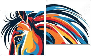 Abstract horse illustration. - Zweiteiliges Leinwandbild, Diptychon