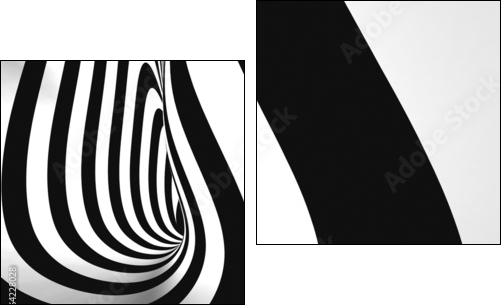 Black and White Stripes Projection on Torus. - Zweiteiliges Leinwandbild, Diptychon