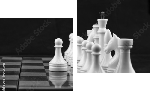 Chess white on black - Zweiteiliges Leinwandbild, Diptychon