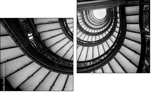 Low angle view of spiral staircase, Chicago, Cook County, Illino - Zweiteiliges Leinwandbild, Diptychon