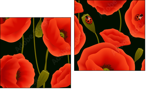 Seamless background: poppy - Zweiteiliges Leinwandbild, Diptychon