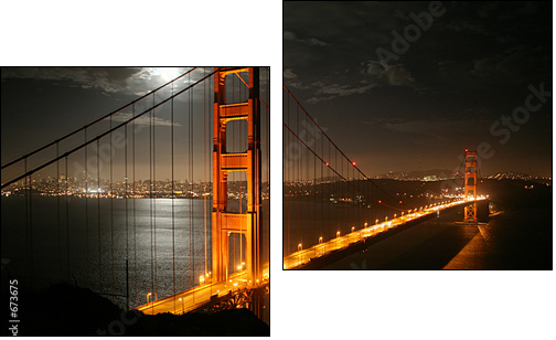 golden gate - Zweiteiliges Leinwandbild, Diptychon