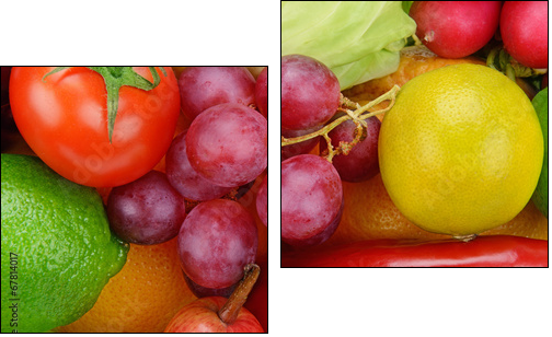 bright background  of vegetables and fruits - Zweiteiliges Leinwandbild, Diptychon