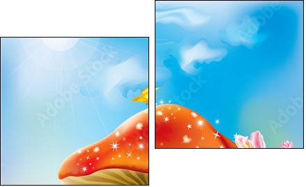 red magic mushrooms - Zweiteiliges Leinwandbild, Diptychon