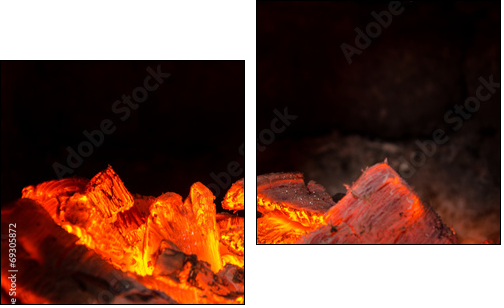 Hot coals in the Fire - Zweiteiliges Leinwandbild, Diptychon