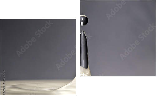 Schwebende Wassertropfen WeiÃ/ Schwarz - Zweiteiliges Leinwandbild, Diptychon