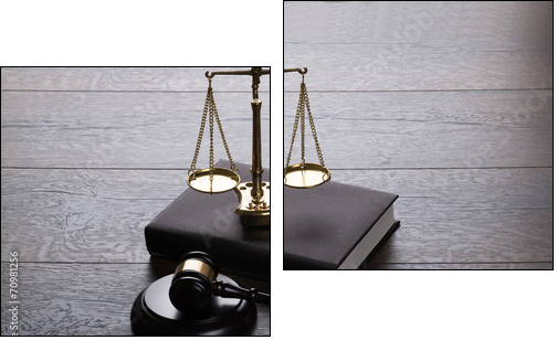 Judge gavel and scales - Zweiteiliges Leinwandbild, Diptychon