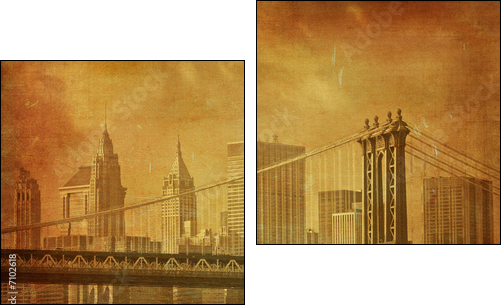 vintage grunge image of new york city - Zweiteiliges Leinwandbild, Diptychon