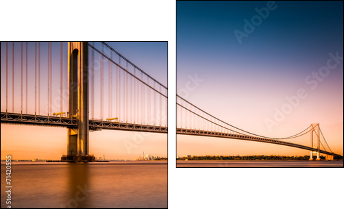 Verrazano-Narrows Bridge at sunset as viewed from Long Island - Zweiteiliges Leinwandbild, Diptychon