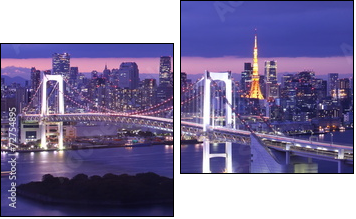 view of Tokyo Bay , Rainbow bridge and Tokyo Tower landmark - Zweiteiliges Leinwandbild, Diptychon
