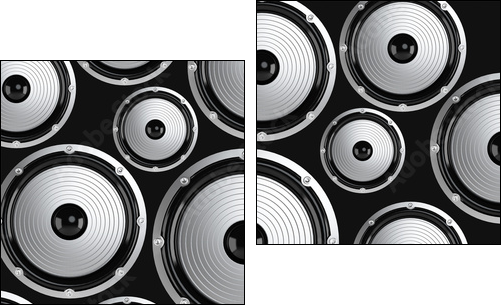 Many elegant white and black loudspeakers - Zweiteiliges Leinwandbild, Diptychon