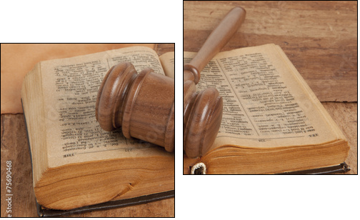 Wooden gavel and books - Zweiteiliges Leinwandbild, Diptychon