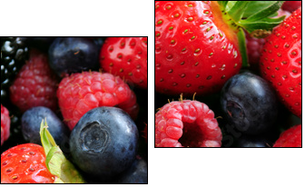 Assorted fresh berries - Zweiteiliges Leinwandbild, Diptychon