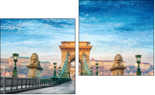 Chain bridge Budapest Hungary - Zweiteiliges Leinwandbild, Diptychon