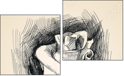 flower sketch - Zweiteiliges Leinwandbild, Diptychon