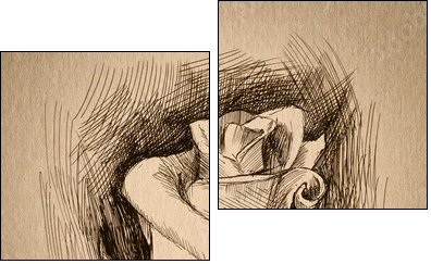 flower sketch - Zweiteiliges Leinwandbild, Diptychon