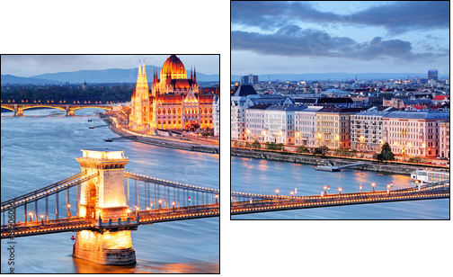 Budapest with chain bridge and parliament, Hungary - Zweiteiliges Leinwandbild, Diptychon