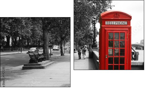 London Telephone Booth - Zweiteiliges Leinwandbild, Diptychon