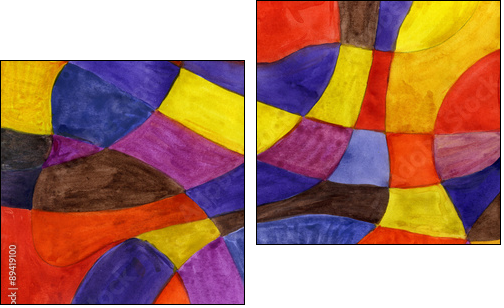 Abstract watercolor lines and shapes painting. Vibrant colors. - Zweiteiliges Leinwandbild, Diptychon