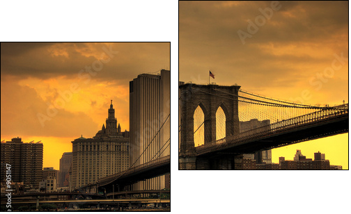 brooklyn bridge sunset - Zweiteiliges Leinwandbild, Diptychon