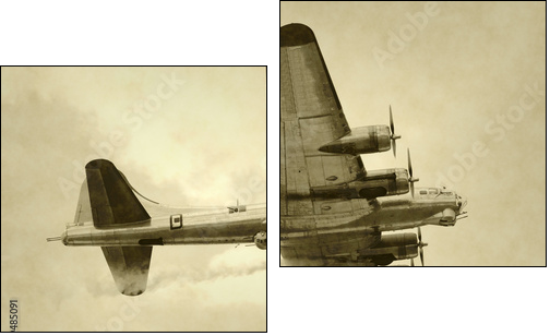 World War II era American bomber - Zweiteiliges Leinwandbild, Diptychon