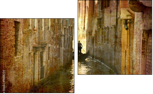 Postcard from Italy. - Gondola - Venice. - Zweiteiliges Leinwandbild, Diptychon