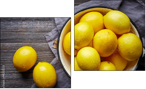 fresh wet lemons - Zweiteiliges Leinwandbild, Diptychon