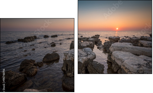 Sunset Over the Sea with Rocks in Foreground - Zweiteiliges Leinwandbild, Diptychon