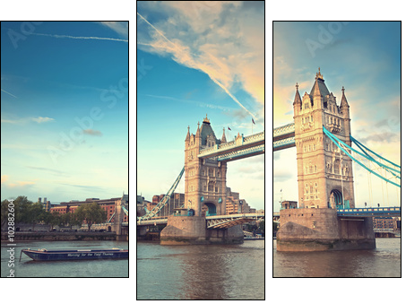 Tower bridge at sunset, London - Dreiteiliges Leinwandbild, Triptychon