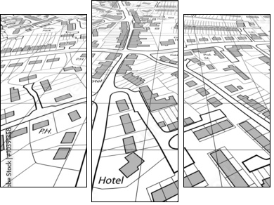 Angled map - Dreiteiliges Leinwandbild, Triptychon