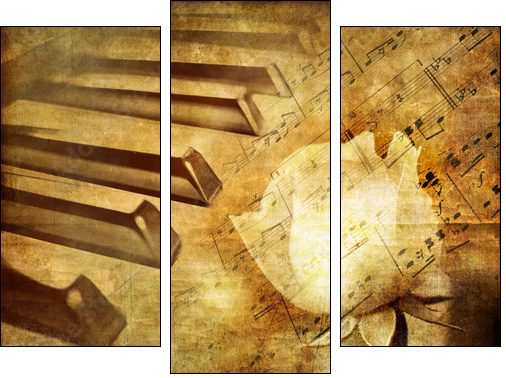 musical retro - Dreiteiliges Leinwandbild, Triptychon