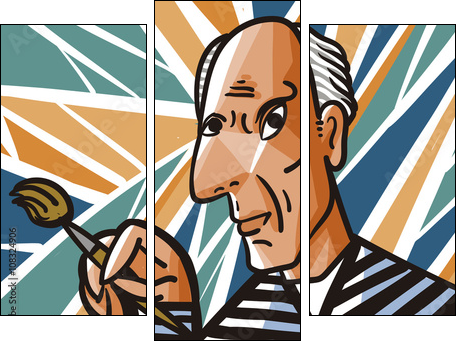 painting cartoon - Dreiteiliges Leinwandbild, Triptychon