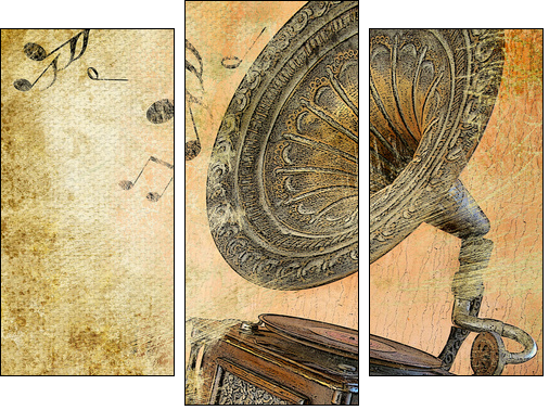 musical retro - Dreiteiliges Leinwandbild, Triptychon
