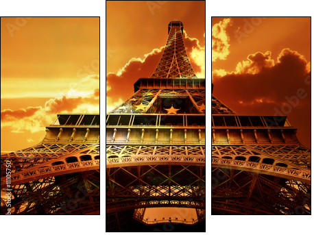 Eiffel tower on sunset - Dreiteiliges Leinwandbild, Triptychon