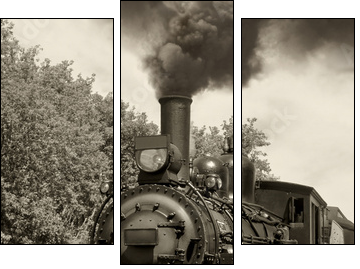 Old locomotive sepia - Dreiteiliges Leinwandbild, Triptychon