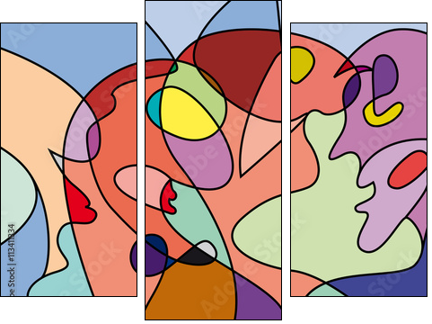 abstract people in confusion, colorful vector background - Dreiteiliges Leinwandbild, Triptychon