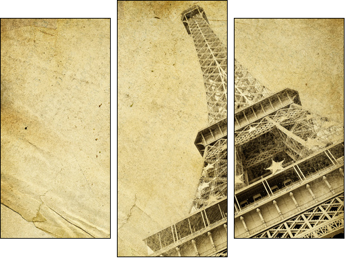 vintage paper with eiffel tower - Dreiteiliges Leinwandbild, Triptychon