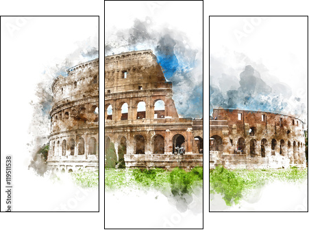 Watercolor painting of the Colosseum, Rome - Dreiteiliges Leinwandbild, Triptychon