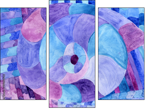 Watercolor Nautilus Picasso in blue. Sea theme watercolor. Sea Picasso. - Dreiteiliges Leinwandbild, Triptychon
