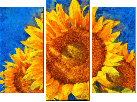Sunflowers.Van Gogh style imitation. Digital imitation of post impressionism oil painting. - Dreiteiliges Leinwandbild, Triptychon