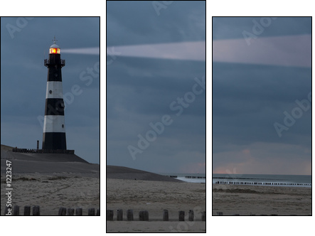 lighthouse in the dusk - Dreiteiliges Leinwandbild, Triptychon