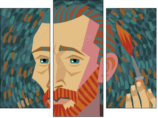 van gogh painter face drawing - Dreiteiliges Leinwandbild, Triptychon