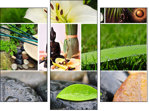 Wellness asiatisch Spa - Dreiteiliges Leinwandbild, Triptychon