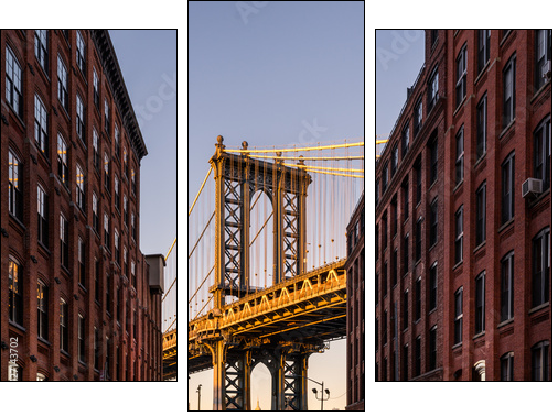 Manhattan Bridge viewed from Brooklyn street - Dreiteiliges Leinwandbild, Triptychon