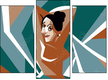 cubist woman painting - Dreiteiliges Leinwandbild, Triptychon