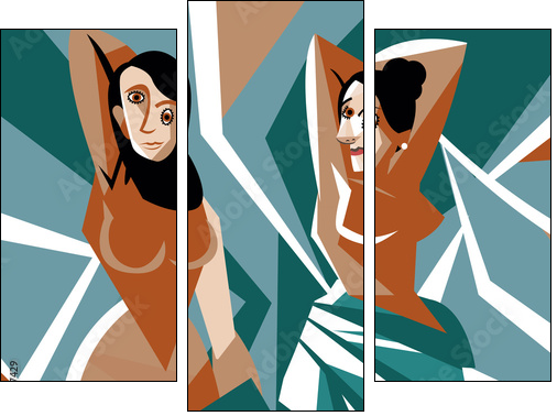 cubist women painting - Dreiteiliges Leinwandbild, Triptychon