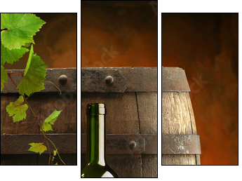 Red wine, grapevine and cask - Dreiteiliges Leinwandbild, Triptychon