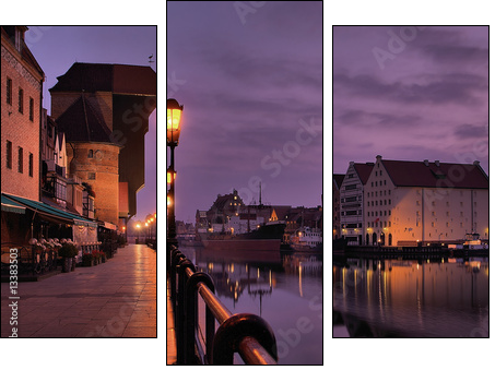 Riverside of GdaÅsk at dawn. - Dreiteiliges Leinwandbild, Triptychon