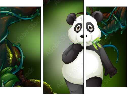 Panda standing in deep forest - Dreiteiliges Leinwandbild, Triptychon