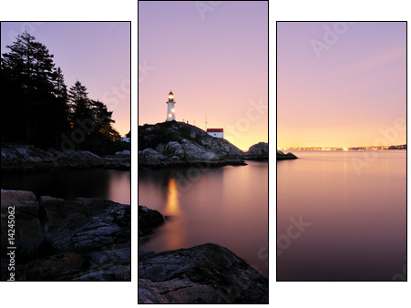 Point Atkinson Lighthouse in West Vancouver, Long Exposure - Dreiteiliges Leinwandbild, Triptychon